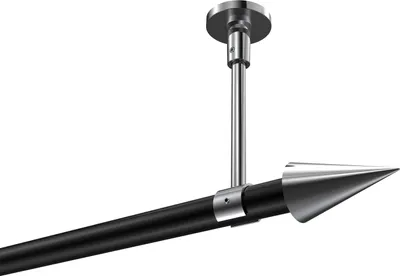 Produktbild von Interdeco Gardinenstange / Vorhangstange Schwarz / Chrom, Typ Sonette Savio (Kegel) ohne Ringe, Deckenmontage, 20 mm Ø 1-läufig, 260 cm