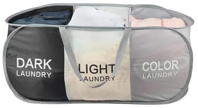 Imagen del producto de Cesta de ropa plegable con 3 compartimentos
