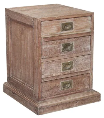 Produktbild von Vintage Beistellschrank, Kommode, Nachttischschrank, Flurschrank mit 4 Schubfächern - Modell 1, Braun, Holz, 64*51*55 cm, Kleine Schränke