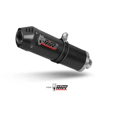 Produktbild von Mivv SPORT Schalldämpfer OVAL Komplettanlage 2x1 Carbon Cap für YAMAHA MT-07 BJ 2014 >
