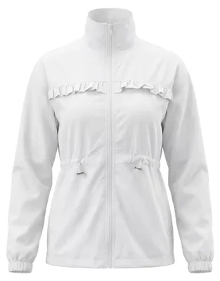 Produktbild von Damen Jacke aus Webstoff mit Stehkragen und Reißverschluss, Weiß, Größe M