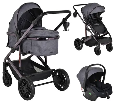 Produktbild von Moni All Road Grey 3-in-1 Kombikinderwagen mit i-Size Autositz