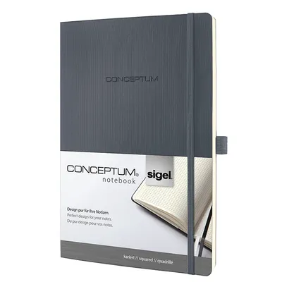 Produktbild von SIGEL CO318 Notizbuch Conceptum, Softcover, ca. A4, kariert, dunkelgrau, 194 S.