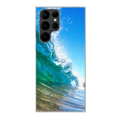 Produktbild von MuchoWow® Handyhülle Schutzhülle Hülle für Samsung Galaxy S22 Ultra Nahaufnahme einer Welle, die sich vor der Küste von Hawaii bricht Silikon Softcase Handy Hülle - Abbildung