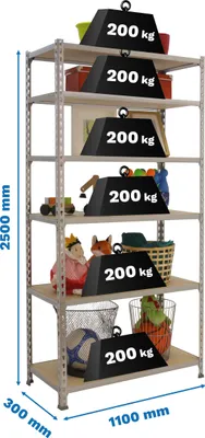 Zdjęcie produktu dla MADERCLICK SUPERPLUS 6/300 GALVA/MADEIRA Regał metalowy