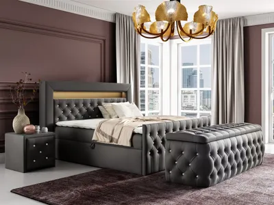 Produktbild von Boxspringbett Schlafzimmerbett SEVRA Nr.4 140x200cm in Elisa Velvet Anthrazit