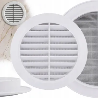 Immagine prodotto di Griglia di ventilazione rotonda in plastica, diametro 100 mm, con rete, bianca