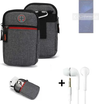 Produktbild von K-S-Trade Gürteltaasche + Kopfhörer kompatibel mit ZTE Axon 41 Ultra 5G Extreme Edition Handy Tasche Holster Schutz Hülle Handy Hülle grau