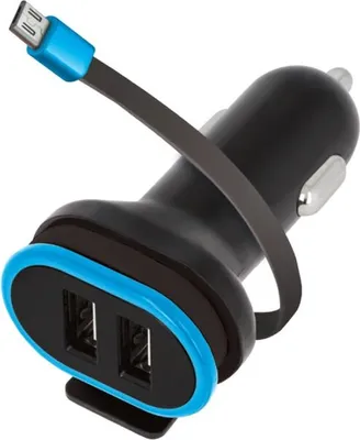 Produktbild von USB Kfz Adapter Dreifach Auto Ladegerät 2x USB-Ports mit USB-Kabel Micro-USB Dual Port