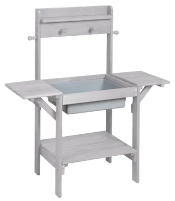Produktbild von roba Matschküche Midi, Kinder-Outdoor-Gartenküche für Wasser & Sand, wetterfest, Massivholz, grau