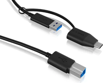 Produktbild von ICY BOX IB-CB032 - USB-Kabel - USB Typ A, 24 pin USB-C zu USB Type B (M)