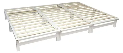 Produktbild von Familienbett Palettenbett 270 x 200 cm Massivholzbett Palettenmöbel Holzbett Futonbett Weiß
