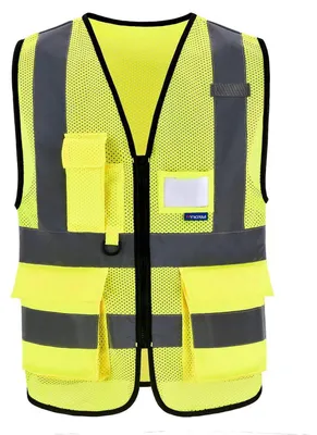 Immagine prodotto di Gilet di sicurezza con cerniera, tessuto a rete giallo, taglia XL