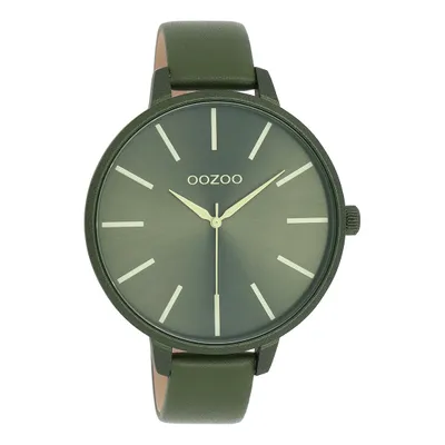 Produktbild von Oozoo Damen Lederarmband Uhr Timepieces grün Analog Quarzuhr UOC11441