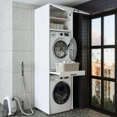 Produktbild von Roomart DUO-I Waschturm 67 cm breit, Weiß