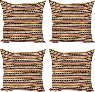 Produktbild von ABAKUHAUS Stammes Kissenbezug Set (4 Stück), Pfeilmotive, Moderner Doppelseitiger Digitaldruck, 40 cm x 40 cm, Mehrfarbig