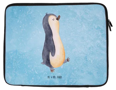 Produktbild von Mr. & Mrs. Panda Schutzhülle Laptop Pinguin marschieren 27 x 36 cm - Eisblau - Geschenk, Laptophülle, Notebooktasche, Tasche, Stolz, Laptoptasche, Hülle, Zufrieden