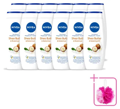 Obrázek produktu pro 12 kusů sprchového gelu Nivea s bambuckým máslem a rostlinnými oleji - 250 ml - balení