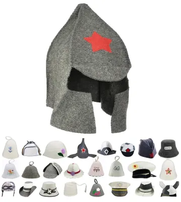 Produktbild von Saunahut aus Wollfilz (1518 Budjonovka) Saunamütze mit witzigen Motiven, Filz Kopfschutz Saunakappe Filzkappe Mütze Filzhut Kappe Sauna Hut