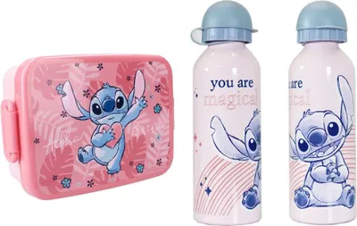 Produktbild von Disney Lilo und Stitch 2 tlg. Lunch Set Brotdose plus Alu Trinkflasche 500 ml