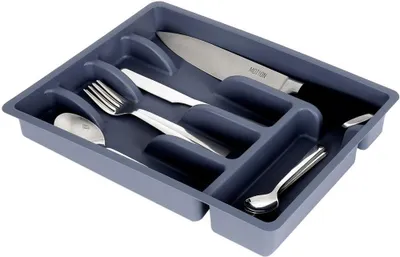 Vilde Besteckkasten Schubladen Organizer Küchenutensilien Schubladeneinsatz grau 5 Fächer 36x25,5x 5,5 cm