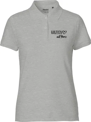 Produktbild von Huuraa Damen Polo Shirt Harzerin mit Herz XS Sport Grey Bio Baumwolle Fairtrade Poloshirt Geschenkidee