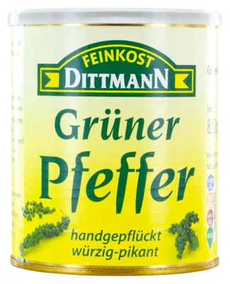 Zdjęcie produktu dla Delikatesy Dittmann zielony pieprz w solance pikantny ATG 500g puszka 850g