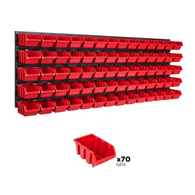 Produktbild von Lagersystem Wandregal 1152 x 390 mm | 70 stck. Box | Stapelboxen Schüttenregal Sichtlagerkästen | Extra Starke Wandplatten | Regal Erweiterbar | Werkstattregal Lagerregal Werkstattwandregal Steckregal