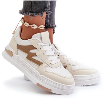 Zdjęcie produktu dla Sneakersy Damskie Na Platformie Z Eko Skóry Beżowe Lynnette 38