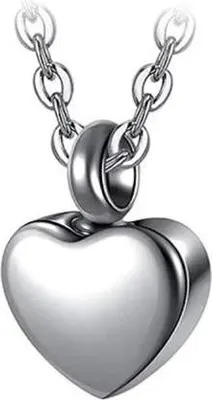 Image de Pendentif de cendre de luxe avec chaîne - Bijoux commémoratifs pour les cendres, les cheveux ou le parfum - Incl. aide au remplissage des cendres et sac de rangement - Petit cœur