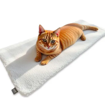 Produktbild von PiuPet® Fensterliege für Katzen 90×25 cm | Rutschfestes Katzenbett für Fensterbank und Fensterbrett | Flauschige, Selbstwärmende Katzendecke | Beige