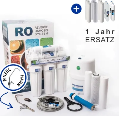 Produktbild von Umkehrosmoseanlage 6 Stufen RO6 Wasserfilter Mit Einzel Hahn Und 1 Jahr Ersatz