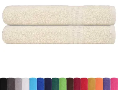 Image de vidaXL Serviettes de sauna FROGN, lot de 2, couleur crème, 80 x 200 cm, 360 g/m²