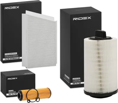 Produktbild von RIDEX Filterset Inspektionspaket Filtersatz passend für MERCEDES-BENZ C-Klasse Limousine (W203) C-Klasse T-modell (S203) CLK (C209) CLK Cabriolet