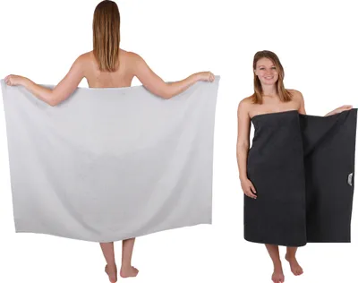 Produktbild von Betz 2 Stück XXL Duschtücher 100 x 150 cm BERLIN Badetücher 100% Baumwolle Farbe – silbergrau-graphit
