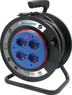 Productafbeelding van Electraline stroomverlengkabels met vaste kabeltrommel, zwart, 49032