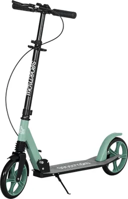 Image de HOMCOM Scooter pliant pour adultes et enfants +14 ans Scooter léger avec guidon réglable Grandes roues Ø200 mm Amortisseur et frein Aluminium Charge 100 kg 91,5x36,5x91-104 cm Vert