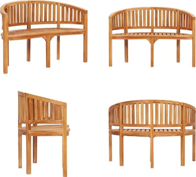 Produktbild von vidaXL Bananenbank 120 cm Massivholz Teak - Gartenbank - Gartenbänke - Terassenbank - Terassenbänke