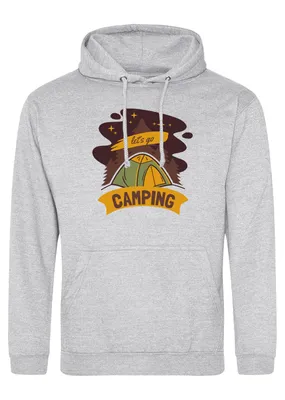Produktbild von Huuraa Uni Hoodie let´s go camping Zelt XXL Heather Grey Vegan Sweatshirt Geschenkidee