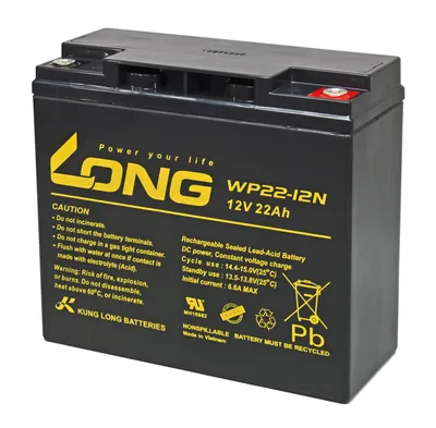 Imagen del producto de Batería de plomo-ácido Kung Long WP22-12N F8, 12V, 22Ah, con rosca interna M6