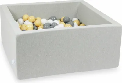 Image de Piscine à balles 90x90x40cm gris clair - Avec 400 balles / beige, gris, blanc