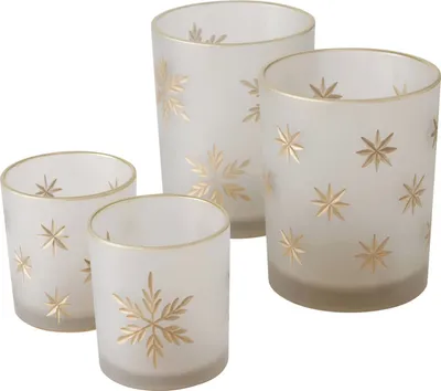Produktbild von 4tlg Set Windlicht Stellina Stern Schneeflocke gold Weihnachten Teelicht-Halter