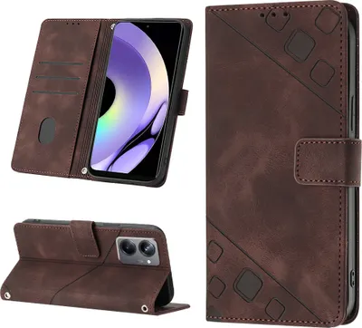 Produktbild von Hülle für Realme 10 Pro Prägung Flip Leder Brieftasche Schutzhülle mit Ständer Braun