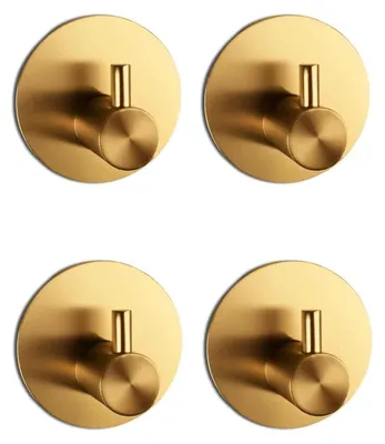 Produktbild von Badezimmerhaken Selbstklebend 4 Stück Gold Edelstahl Wandhaken Handtuch bohrfrei