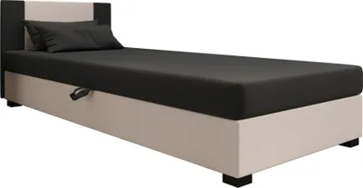 Obrázek produktu pro Pilloline skříňová postel AXEL 120x195 kompletní sada s matrací Bonell, čalouněná postel se zásuvkami - šedá/tmavě šedá SAWANA 21/05
