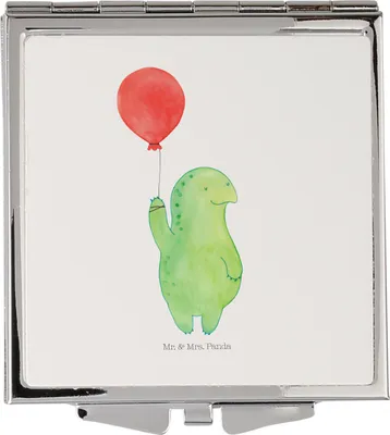 Produktbild von Mr. & Mrs. Panda Schminkspiegel Schildkröte Luftballon - Weiß - Geschenk, Klappspiegel, Motivation, Mini Spiegel, Kosmetikspiegel, Taschenspiegel, Jahrmarkt, Schildkröten