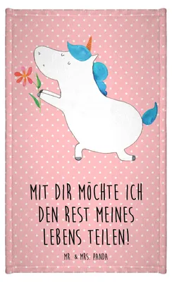 Produktbild von Mr. & Mrs. Panda Handtuch Einhorn Blume - Rot Pastell - Geschenk, Gästehandtuch Bunt, Gäste-WC, Unicorn, Gästetuch, Einhörner, Ehe, Freund, Mini-Handtuch, Kleines