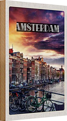 Produktbild von Holzschild Reise 20x30cm Amsterdam Sonnenuntergang