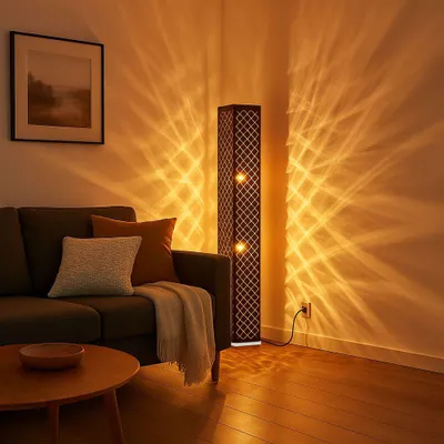 Produktbild von LED Textil Stehleuchte, schwarz, blattgold, H 118 cm