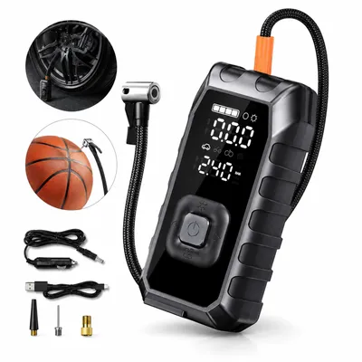 Produktbild von Starthilfe Gerät Auto 12V, Akku Kompressor mit 2500A Spitzenstrom, Reifenpumpe mit LCD Druckanzeige, LED Notlicht & Powerbank Funktion